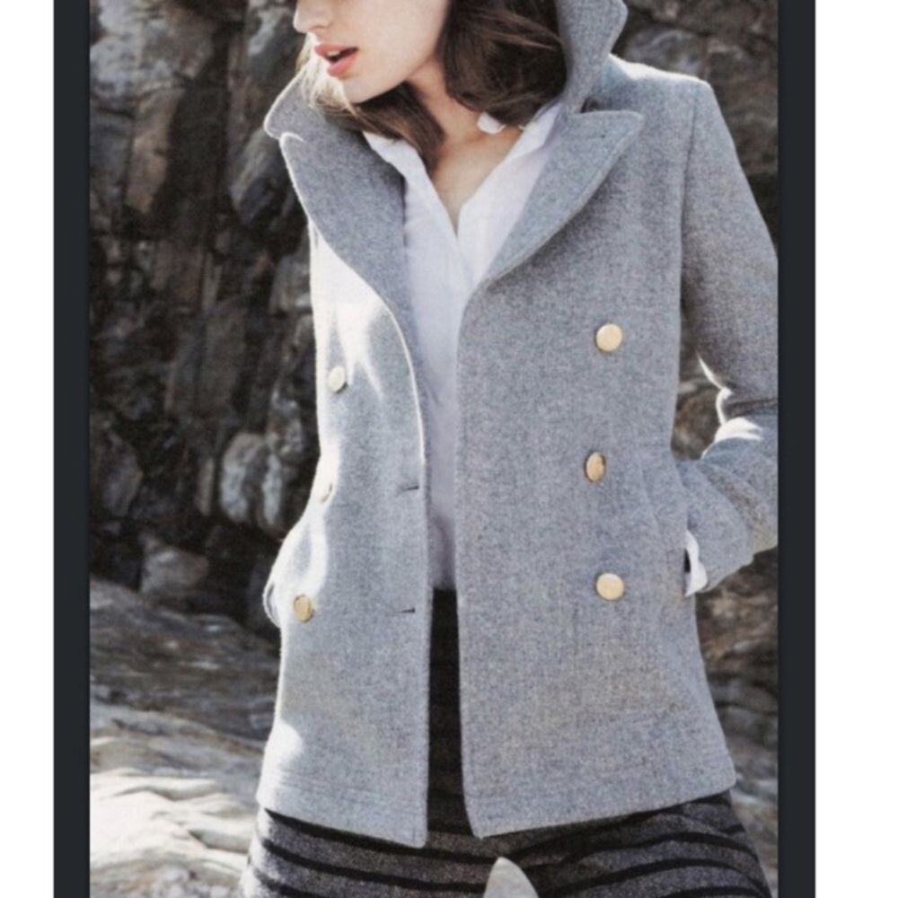 Gray wool peacoat